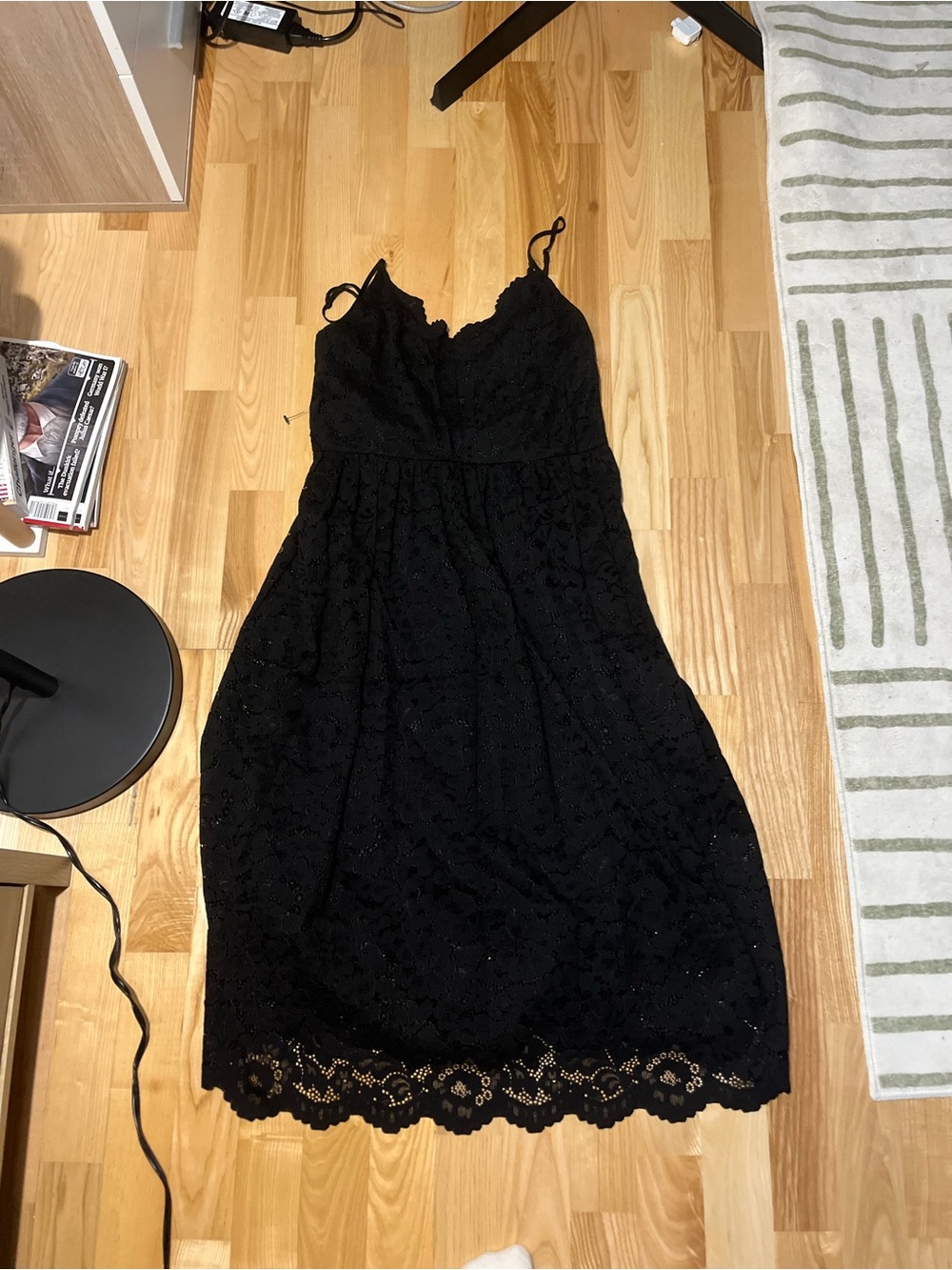 Express Black Lace Midi Dress with Spaghetti Straps